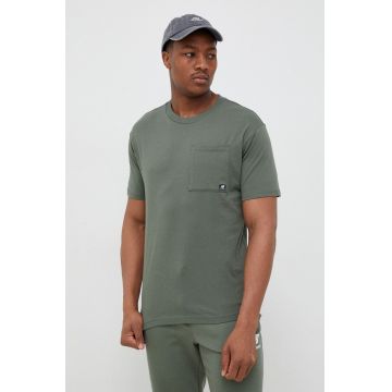 New Balance tricou din bumbac culoarea verde, neted