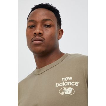 New Balance tricou din bumbac culoarea verde