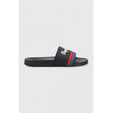 Pepe Jeans papuci SLIDER barbati, culoarea albastru marin, PMS70123