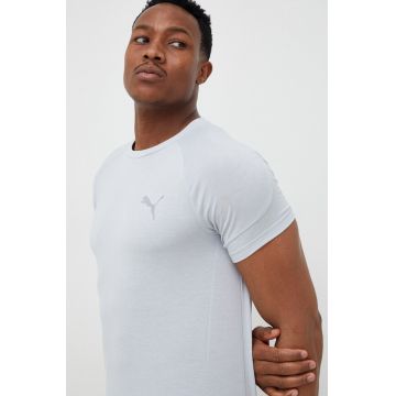 Puma tricou de antrenament Evostripe culoarea gri, neted