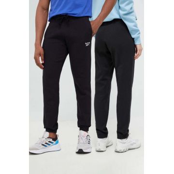 Reebok Classic pantaloni de trening din bumbac culoarea negru, neted HS5788-BLACK