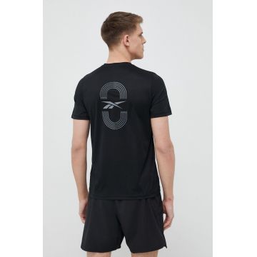 Reebok tricou de alergare culoarea negru, cu imprimeu