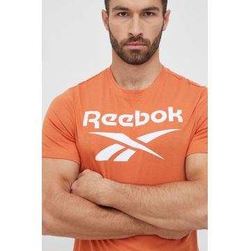 Reebok tricou din bumbac culoarea portocaliu, cu imprimeu