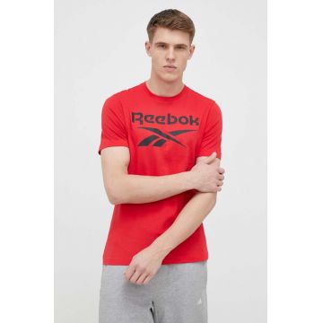 Reebok tricou din bumbac culoarea rosu, cu imprimeu