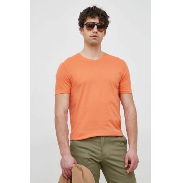 United Colors of Benetton tricou din bumbac culoarea portocaliu, neted