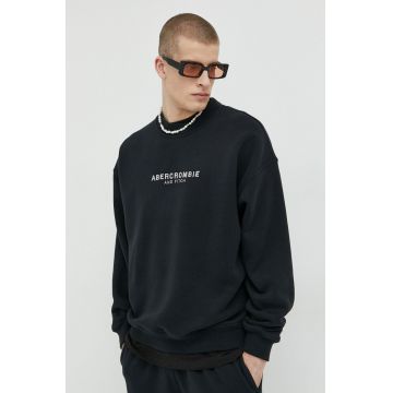 Abercrombie & Fitch bluza barbati, culoarea negru, cu imprimeu