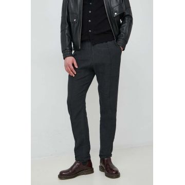 Emporio Armani pantaloni din in culoarea negru, drept