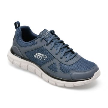 Pantofi sport SKECHERS bleumarin, TRACK, din material textil si piele naturala