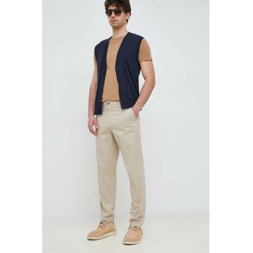 Pepe Jeans pantaloni Harrow Poplin barbati, culoarea bej, cu fason chinos