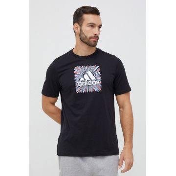 adidas tricou barbati, culoarea negru, cu imprimeu