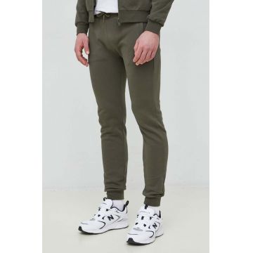 Colmar pantaloni de trening din bumbac culoarea verde, neted