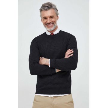 Sisley pulover de bumbac culoarea negru, light