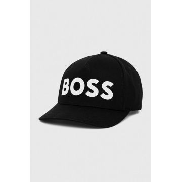 BOSS șapcă de baseball din bumbac culoarea negru, neted