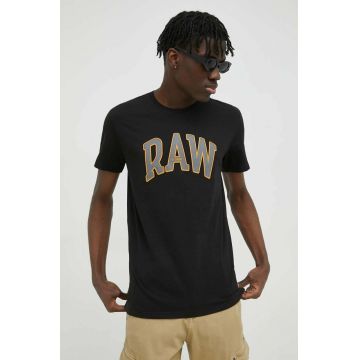 G-Star Raw tricou din bumbac culoarea negru, cu imprimeu