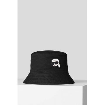 Karl Lagerfeld palarie reversibila din bumbac culoarea negru, bumbac Karl Lagerfeld palarie reversibila din bumbac culoarea negru, bumbac