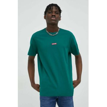 Levi's tricou din bumbac culoarea verde, cu imprimeu