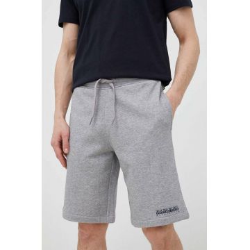 Napapijri pantaloni scurti barbati, culoarea gri, melanj