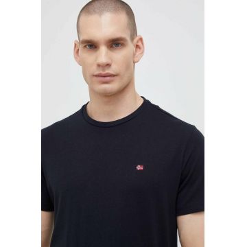 Napapijri tricou din bumbac culoarea negru, cu imprimeu