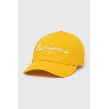 Pepe Jeans șapcă de baseball din bumbac Wally culoarea galben, cu imprimeu
