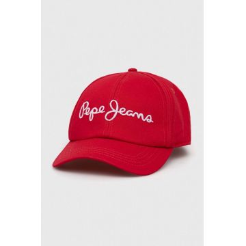Pepe Jeans șapcă de baseball din bumbac Wally culoarea rosu, cu imprimeu