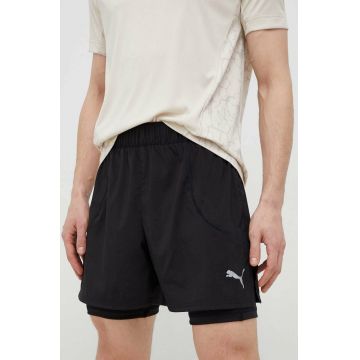 Puma pantaloni scurți de alergare culoarea negru