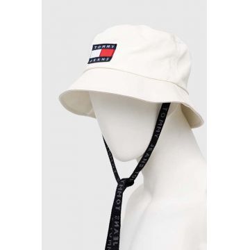 Tommy Jeans palarie din bumbac culoarea alb, bumbac