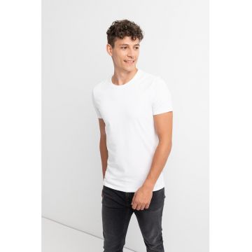 Tricou slim fit cu decolteu la baza gatului