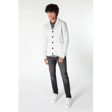 Cardigan slim fit cu guler-sal