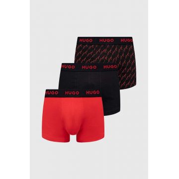 HUGO boxeri 3-pack barbati, culoarea rosu