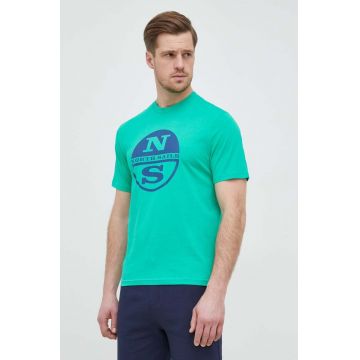 North Sails tricou din bumbac barbati, culoarea verde, cu imprimeu
