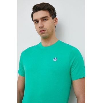 North Sails tricou din bumbac culoarea verde, neted