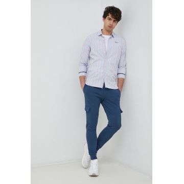 Pepe Jeans pantaloni de trening din bumbac Austin culoarea albastru marin, cu imprimeu