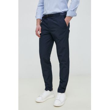 Sisley pantaloni barbati, culoarea albastru marin, drept
