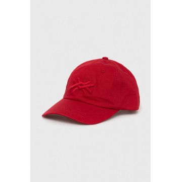 United Colors of Benetton șapcă de baseball din bumbac culoarea rosu, neted