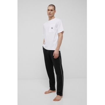 Karl Lagerfeld pijama barbati, culoarea negru, cu imprimeu