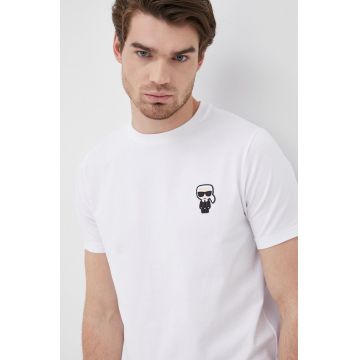 Karl Lagerfeld tricou barbati, culoarea alb, cu imprimeu