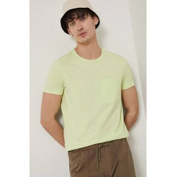 Medicine tricou din bumbac culoarea verde, neted