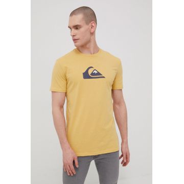Quiksilver tricou din bumbac culoarea galben, cu imprimeu