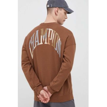 Champion bluza barbati, culoarea maro, cu imprimeu