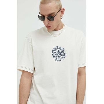 Dickies tricou din bumbac culoarea bej, cu imprimeu
