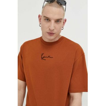 Karl Kani tricou din bumbac culoarea maro, cu imprimeu