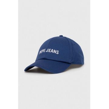 Pepe Jeans șapcă de baseball din bumbac culoarea albastru marin, cu imprimeu