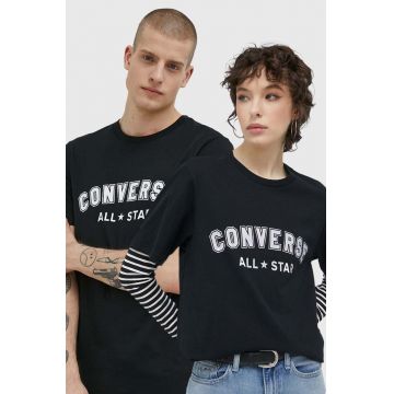 Converse tricou din bumbac culoarea negru, cu imprimeu