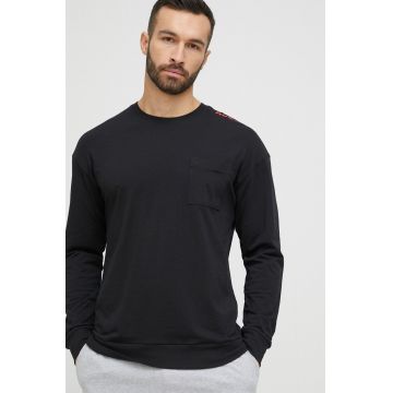 HUGO longsleeve barbati, culoarea negru, neted