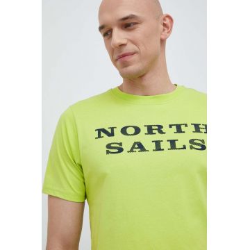 North Sails tricou din bumbac culoarea verde, cu imprimeu