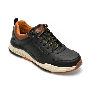 Pantofi sport SKECHERS negri, BENAGO, din piele naturala