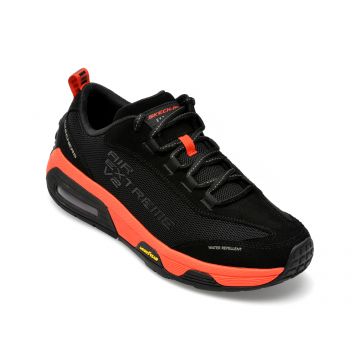 Pantofi sport SKECHERS negri, SKECH-AIR EXTREME V2, din material textil si piele intoarsa