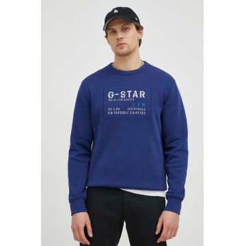 G-Star Raw bluza barbati, culoarea albastru marin, cu imprimeu