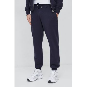 Gant pantaloni de trening din bumbac culoarea albastru marin, neted