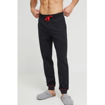 HUGO pantaloni lounge din bumbac culoarea negru, neted